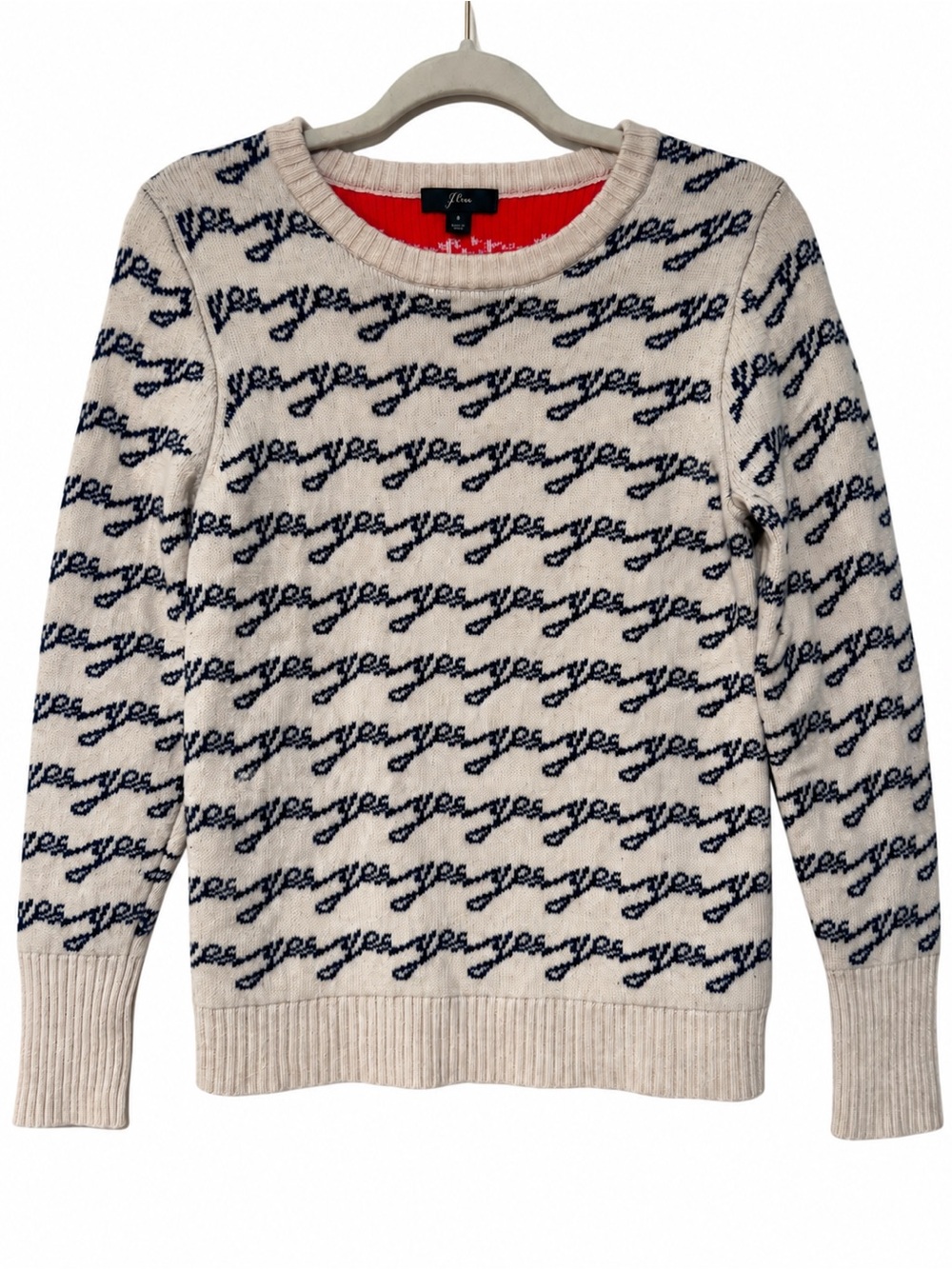 J.Crew Yes No Jacquard Merino Wool Blend Sweater Size Small